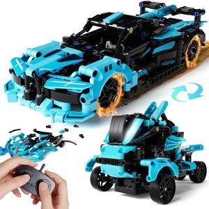 466 Pcs Educational Blocks for Kids 6-12, Remote Control  Boys Girls Blue‎